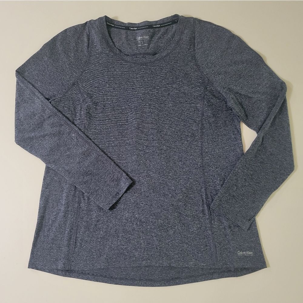 Calvin Klein Performance Quick Dry Black Gray Long Sleeve Top